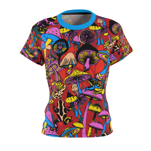 Magic Mushrooms and Frogs Women's Fitted Crewneck Tee